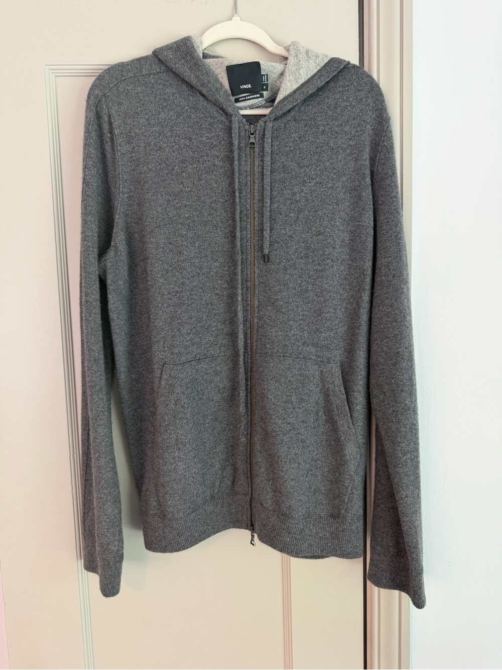 XL Vince Gray 100% Cashmere Full Zip Hoodie